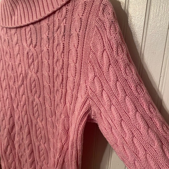 Lauren Ralph Lauren 100% Cotton Zip up Cable Knit Pink Sweater - Picture 5 of 7